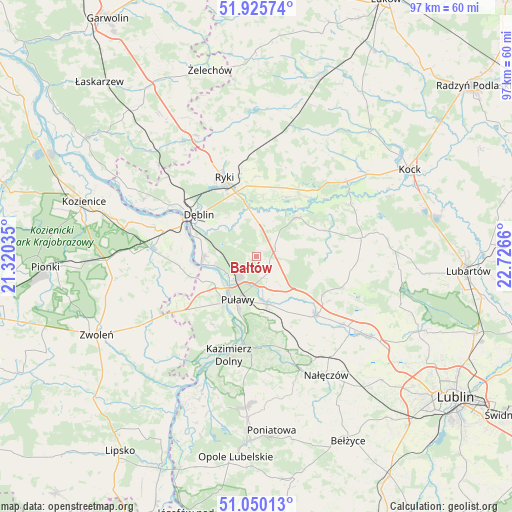 Bałtów on map