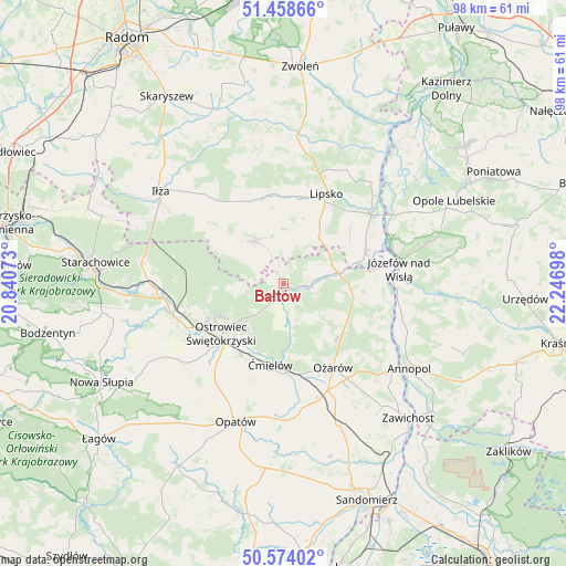 Bałtów on map