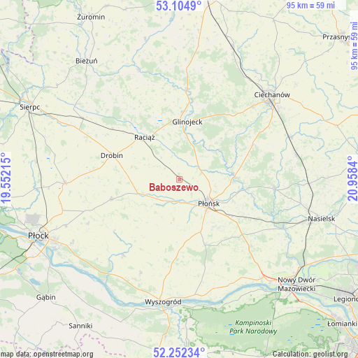 Baboszewo on map