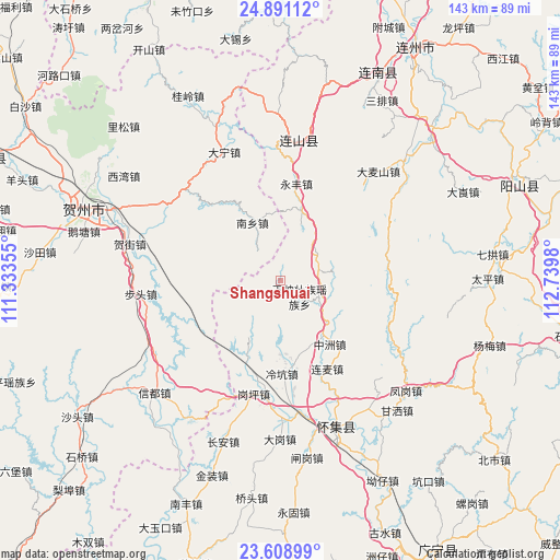 Shangshuai on map