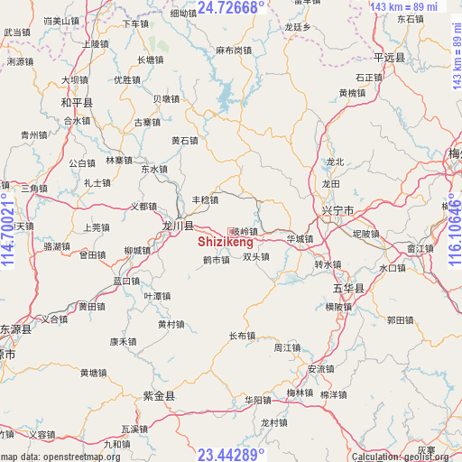 Shizikeng on map