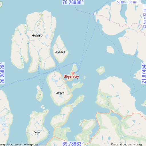 Skjervøy on map
