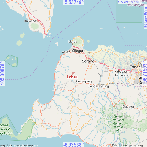 Lebak on map