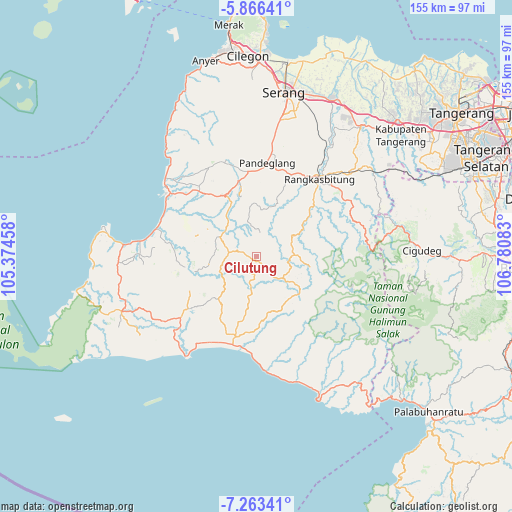 Cilutung on map