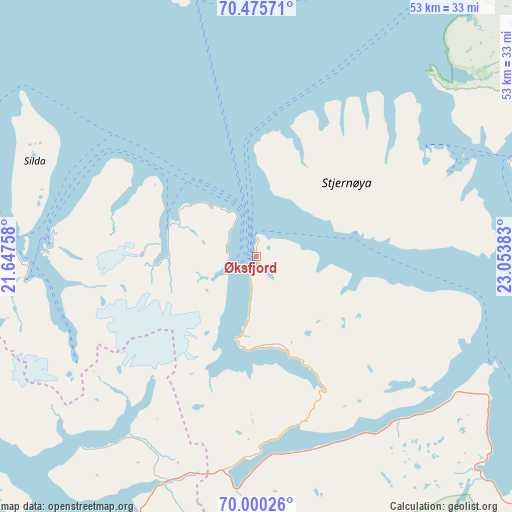 Øksfjord on map