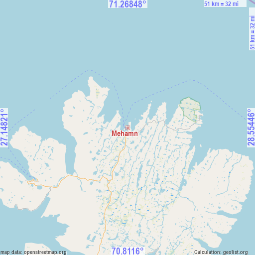 Mehamn on map