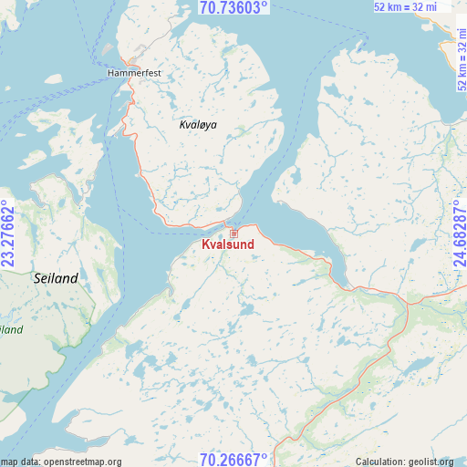 Kvalsund on map