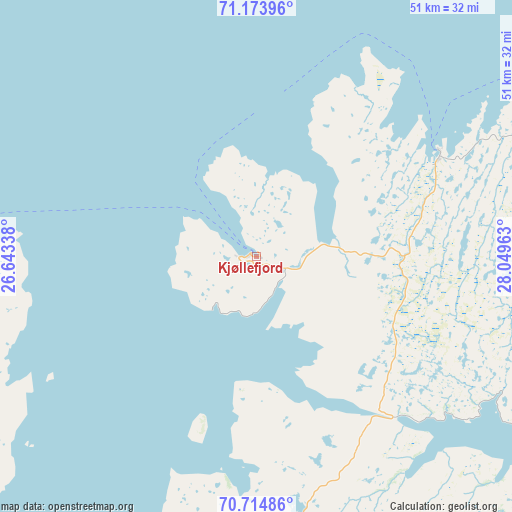Kjøllefjord on map