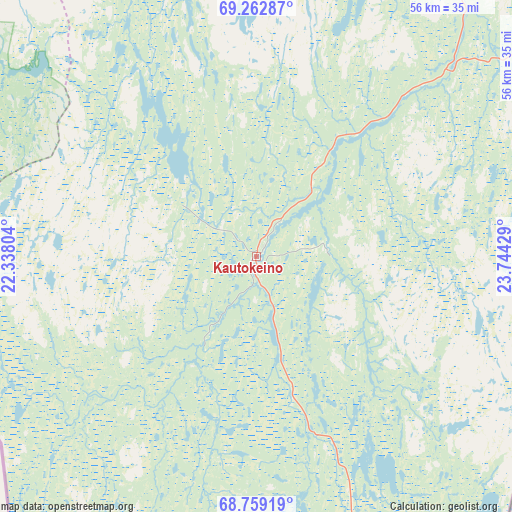 Kautokeino on map