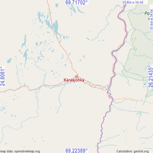 Kárášjohka on map