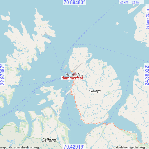 Hammerfest on map