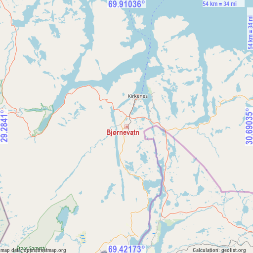 Bjørnevatn on map