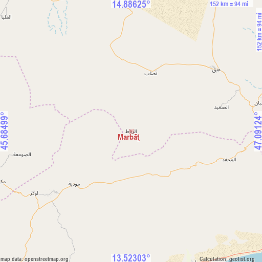 Marbāţ on map