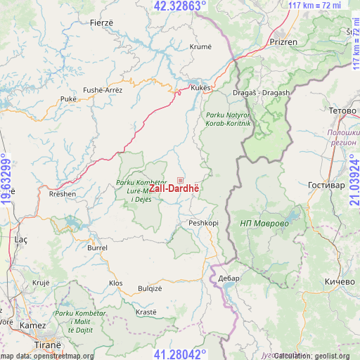 Zall-Dardhë on map