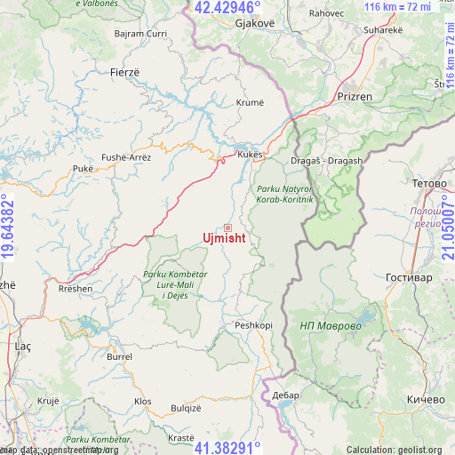 Ujmisht on map