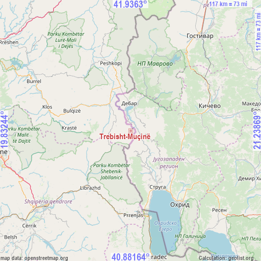 Trebisht-Muçinë on map