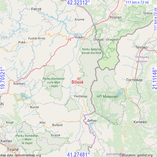 Sllovë on map
