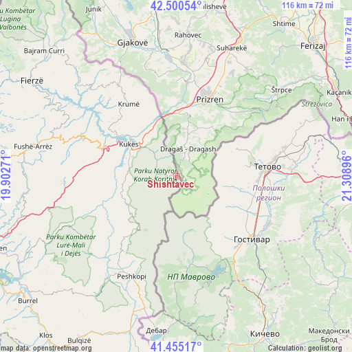 Shishtavec on map