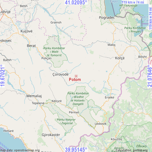 Potom on map