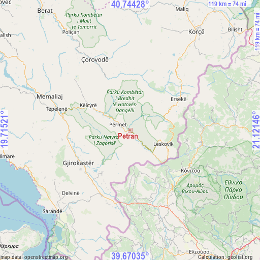 Petran on map