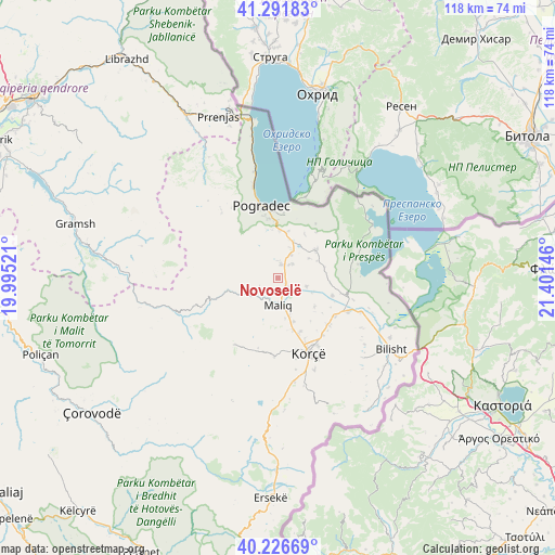 Novoselë on map