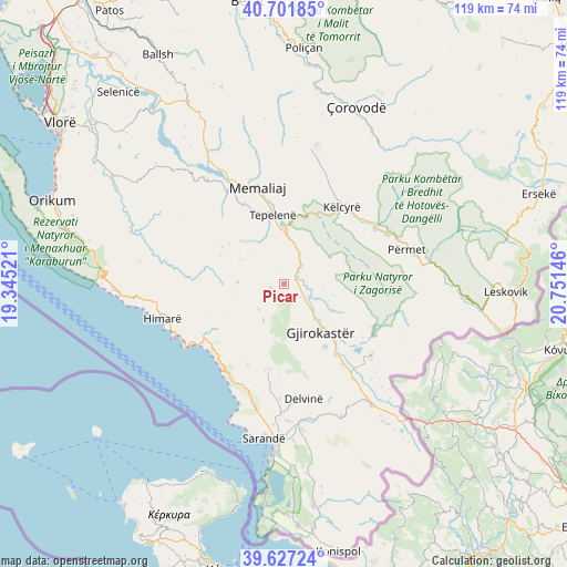 Picar on map