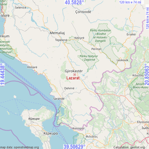 Lazarat on map