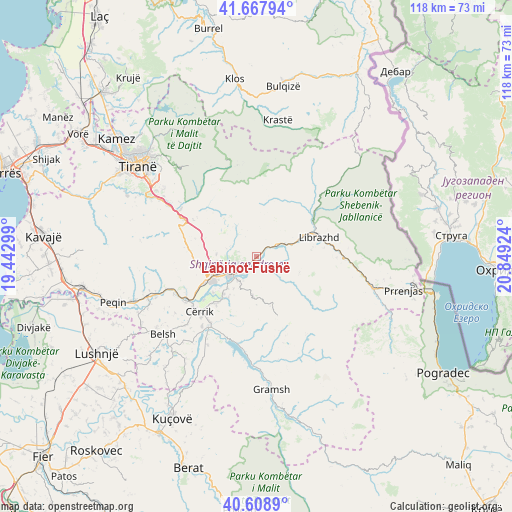 Labinot-Fushë on map