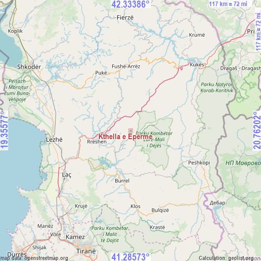 Kthella e Epërme on map