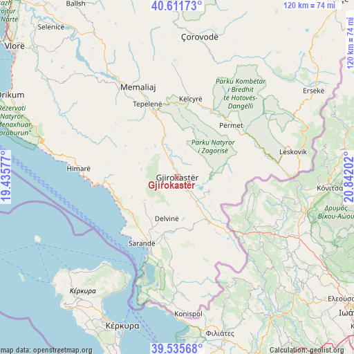 Gjirokastër on map
