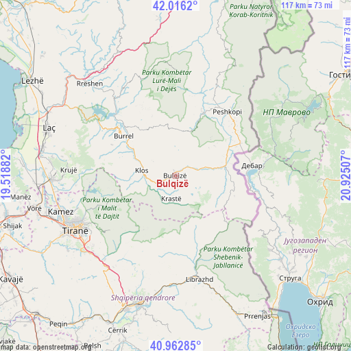 Bulqizë on map