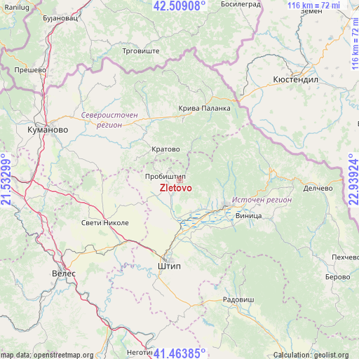 Zletovo on map