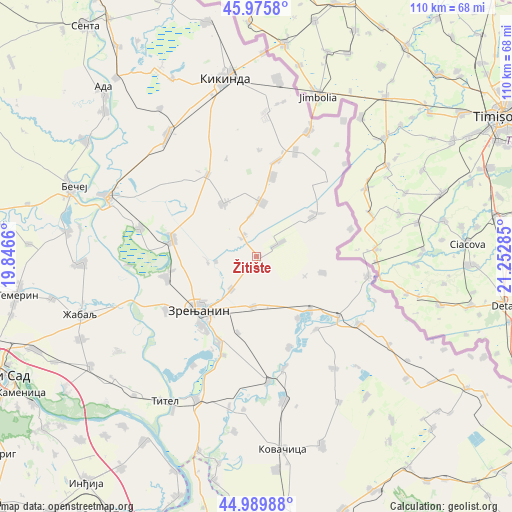 Žitište on map