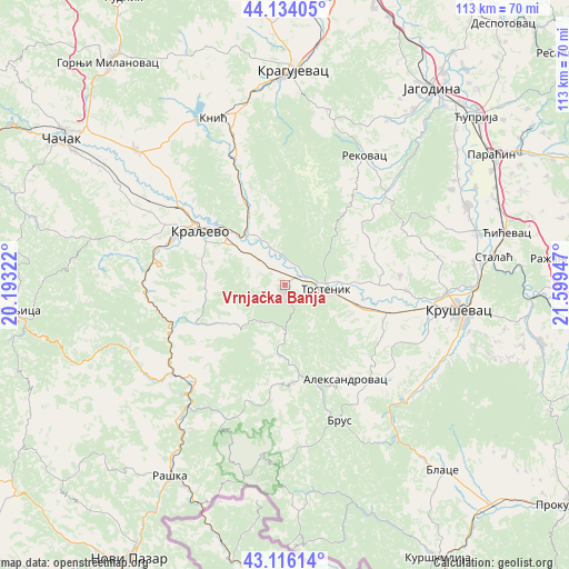 Vrnjačka Banja on map