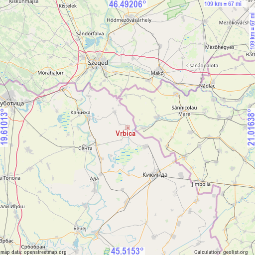 Vrbica on map