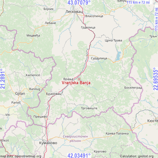 Vranjska Banja on map