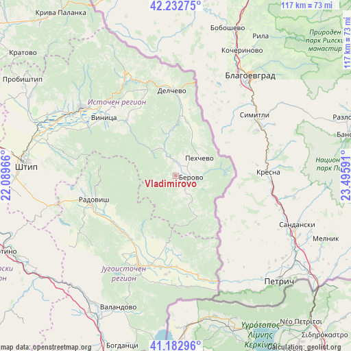 Vladimirovo on map