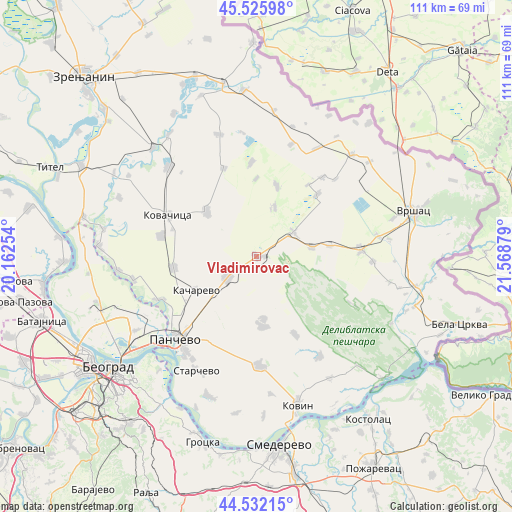 Vladimirovac on map