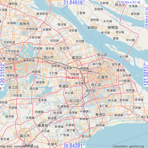 Huaxin on map