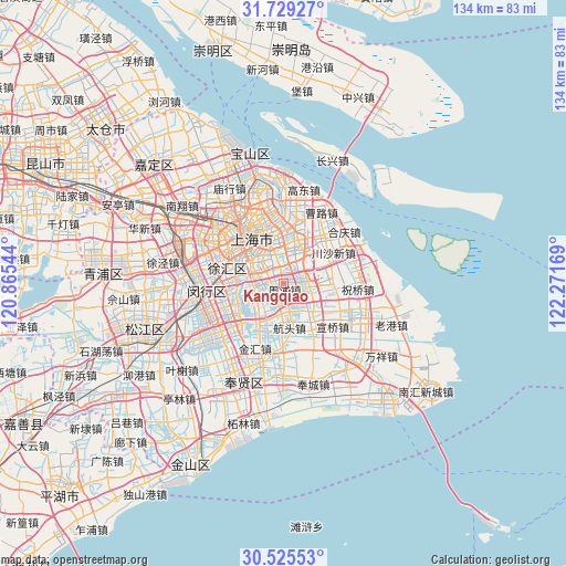 Kangqiao on map