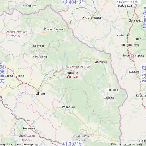 Vinica on map