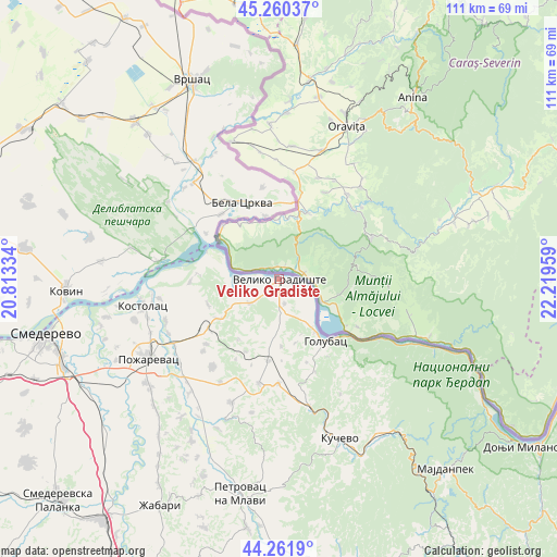 Veliko Gradište on map