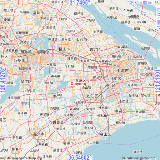 Xiayang on map