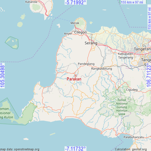 Parakan on map