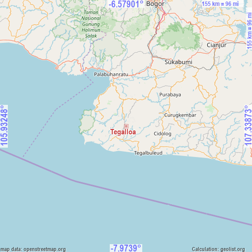 Tegalloa on map