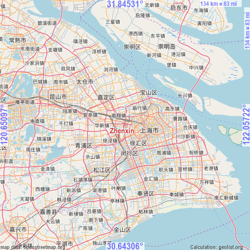 Zhenxin on map