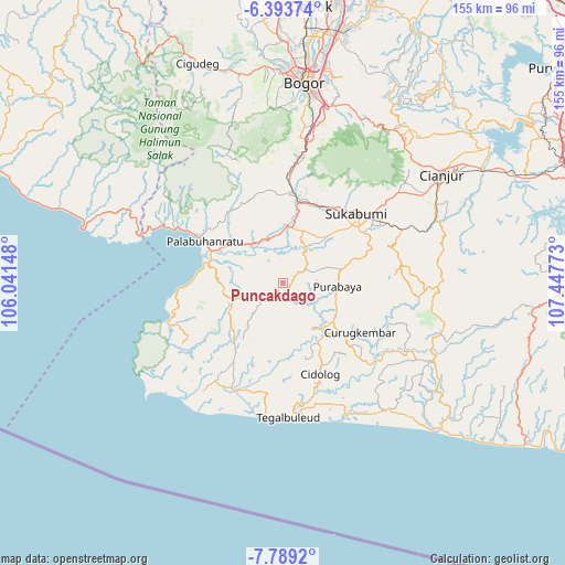 Puncakdago on map