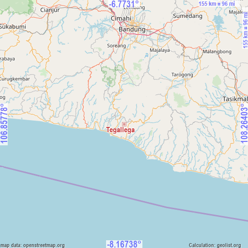 Tegallega on map