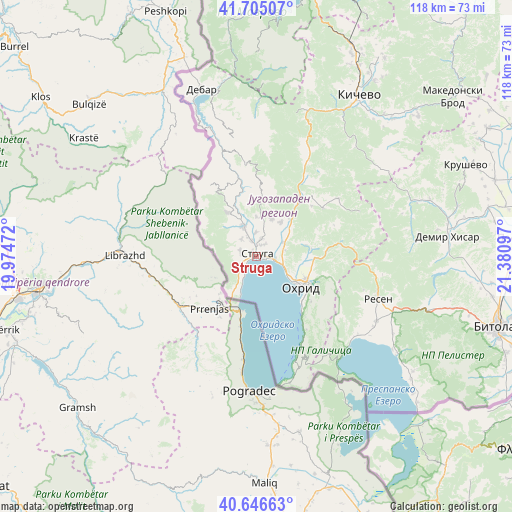 Struga on map