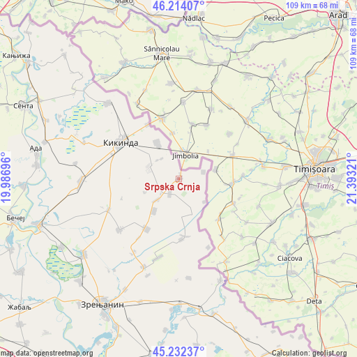 Srpska Crnja on map
